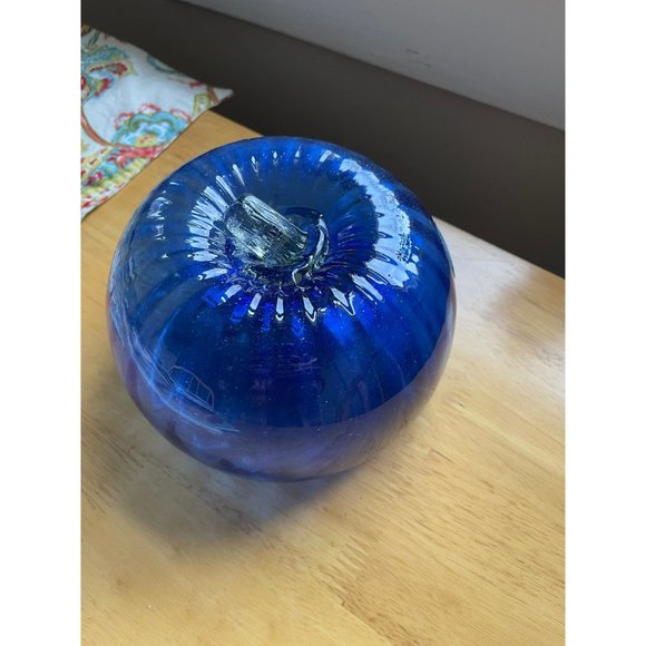 Glass Pumpkin Transparent Cobalt Blue - Hand Blown Glass - Picture 6 of 8